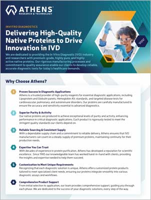 Titelblatt des Flyers Invitro Diagnostics - Delivering High-Quality Native Proteins to Drive Innovation in IVD